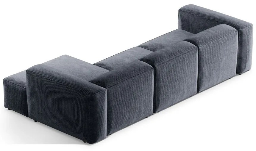 Divano angolare blu polveroso (con penisola a destra/con chaise lounge) con rivestimento in velluto a coste Bergamo – Cosmopolitan Design