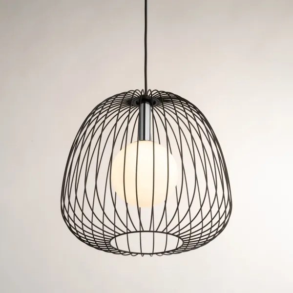 Lampadario a sospensione con filo BELL 1xG9/12W/230V diametro 33 cm nero/cromo lucido