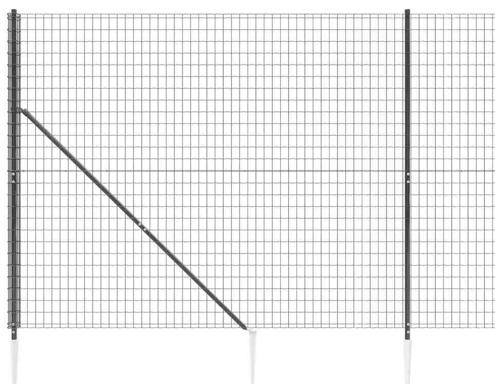 Recinzione Metallica con Picchetti Ancoraggio Antracite 1,6x10m