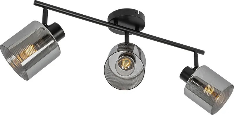 Faretto da soffitto nero con vetro fumé 3 luci orientabili - Laura