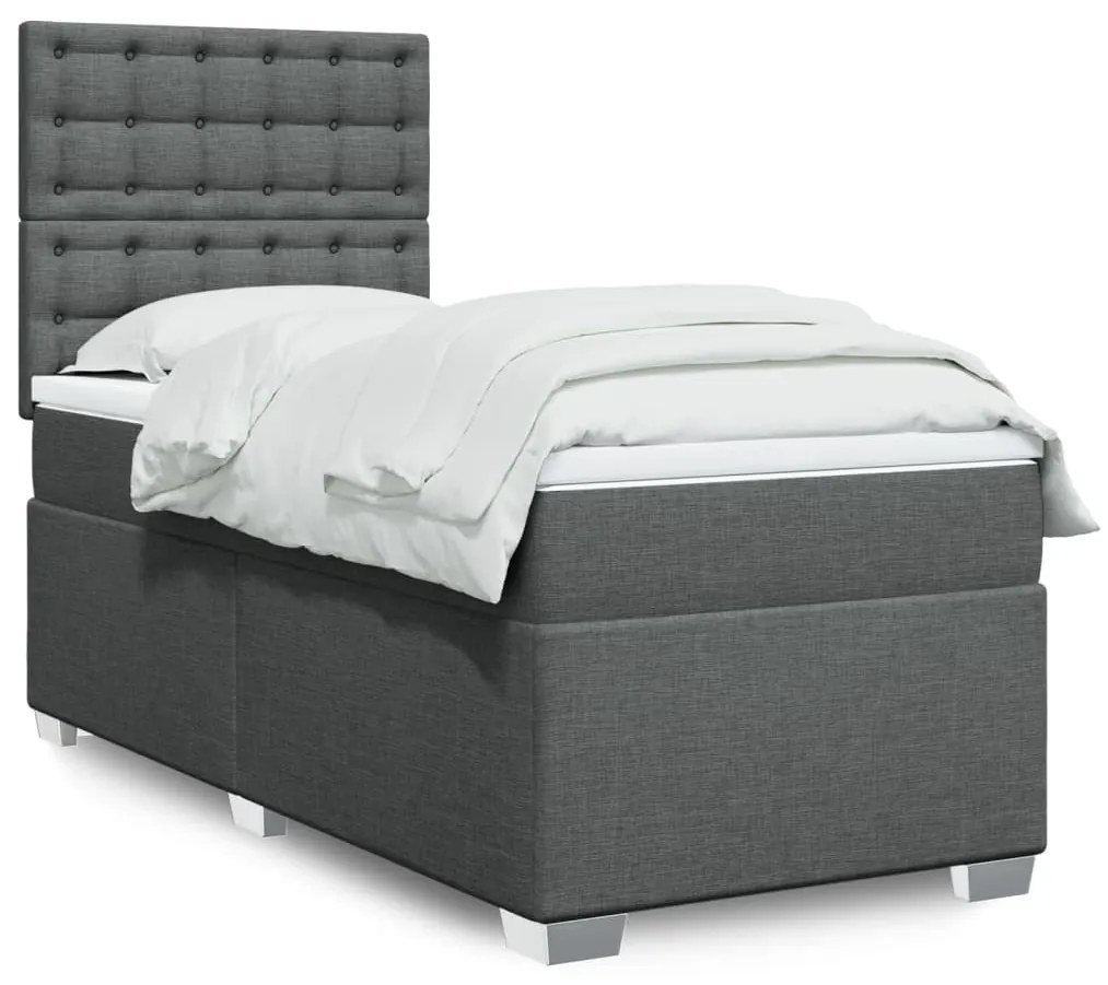 Giroletto A Molle Con Materasso Grigio Scuro 90x200 Cm Tessuto /