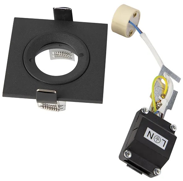 Faretto da incasso Smart nero quadrato IP44 incl. Wifi GU10 - Xena