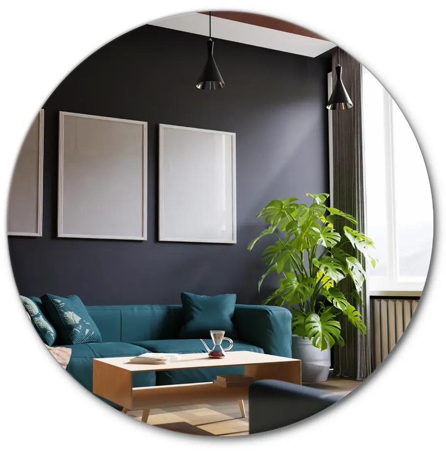 Specchio rotondo decorativo da parete senza cornice fi 70 cm