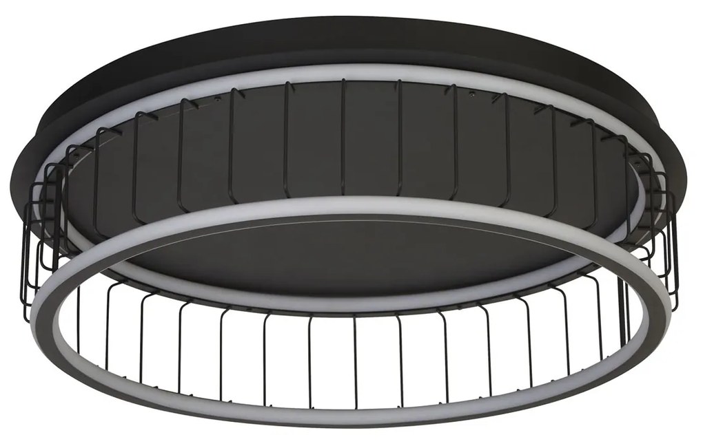 Plafoniera Contemporanea Circolo Alluminio Bianco Silicone Nero Led 46W 3000K