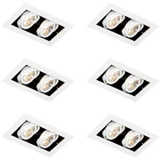 Set di 6 faretti da incasso moderni bianchi a 2 luci regolabili - Oneon 70