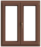 Finestra in PVC rovere dorato L 100 x H 120 cm, 2 ante apertura a destra