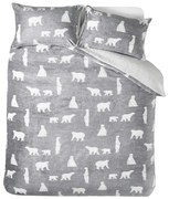 Set copripiumino e federa grigio in sherpa per letto matrimoniale 200x200 cm Cosy Polar Bear – Catherine Lansfield