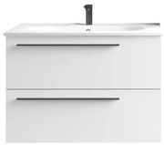 Mobile da bagno sotto lavabo Mia bianco laccato opaco L 80 x H 55 x P 39.5 cm 2 cassetti, lavabo non incluso