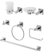 Set accessori a muro 6 pezzi in metallo cromato e viti incluse Rock
