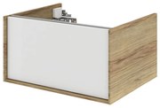 Mobile da bagno sotto lavabo SENSEA Neo Frame bianco e noce laccato lucido L 60 x H 32 x P 48 cm 1 cassetto, lavabo non incluso