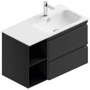 Mobile sottolavabo e lavabo Pull grigio grafite opaco in mdf L 90 x H 56 x P 46 cm 2 cassetti