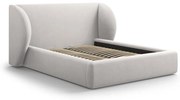 Letto matrimoniale imbottito grigio chiaro con contenitore con griglia 180x200 cm Miley - Micadoni Home