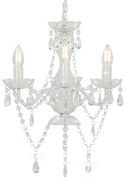 Lampadario Con Perline Bianco Tondo 3 E14 /