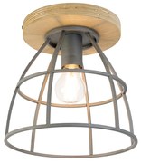 Lampada da soffitto intelligente grigio scuro con legno incl. WiFi E27 - Arthur