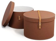 Scatole in set con coperchio marroni in cartone 2 pz ø 37,5x25 cm Rut Restore Paper Laminate – Bigso