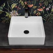 Lavabo da appoggio quadrato 45 cm in acciaio inox bianco opaco   Goya