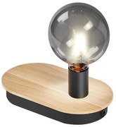 Ledvance - Lampada da tavolo touch DECOR WOOD 1xE27/8W/230V con USB