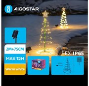 Aigostar - Decorazione natalizia solare a LED/0,26W/3,7V 75cm IP65 bianco caldo