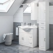Mobile bagno da terra con lavabo L 85 x H 184 x P 33.5 cm bianco, 2 ante 2 cassetti per vasca centrale Paola