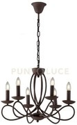 Lampadario ginevra corten 6 luci attacco e14 56x120cm con candelier...