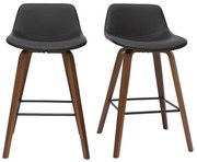 Sgabelli da bar design nero e noce H65 cm (set di 2) NONIE