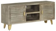 Mobile tv legno massello di mango grigio e ottone 110x30x48cm