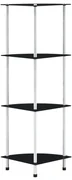 Scaffale A 4 Livelli Nero 30x30x100 Cm İn Vetro Temperato /