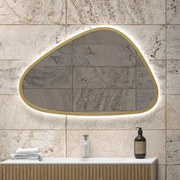 Kamalu - specchio bagno led 65x100 cm forma a goccia cornice oro | kam-el6500g