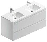 Mobile sottolavabo e lavabo Pull per vasca centrale bianco opaco in mdf L 120 x H 56 x P 46 cm 2 cassetti
