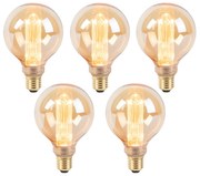 Set di 5 lampadine LED G95 E27 5W 1800K ambra dimmerabili a 3 livelli