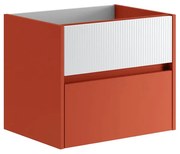 Mobile da bagno sotto lavabo Niwa paprika frontale in vetro bianco laccato opaco L 59.5 x H 50 x P 45.5 cm 2 cassetti, lavabo non incluso