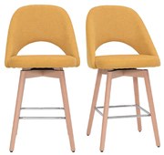 Sgabelli da bar scandinavi tessuto effetto velluto testurizzato giallo e massello di hevea 65 cm (set di 2) COSETTE