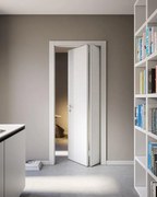 Porta pieghevole a libro asimmetrica Modena bianco matrix L 70 x H 210 cm destra