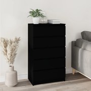 Cassettiera nera 60x36x103 cm in legno multistrato