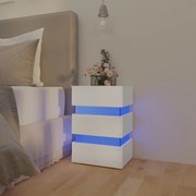 Comodino con luci led bianco 45x35x67 cm in legno multistrato