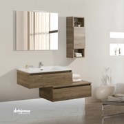 Mobile Bagno Sospeso "Sorrento" Da 90 Cm Composto Da Due Cassetti Sfalsati Lavabo E Specchio Con Lampada Led