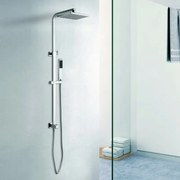 Kamalu - Colonna doccia fissa con soffione quadrato finitura cromata| K6000