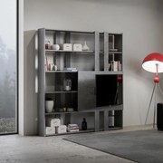 Libreria in legno Cemento 178x204h cm con porta TV - KATO H