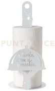 Porta rotolo da cucina "a tavola non si invecchia" bianco marmo