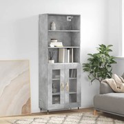 Credenza grigio cemento 69,5x34x180 cm in legno multistrato