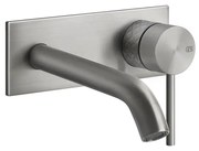 Parte esterna miscelatore lavabo a parete bocca media senza scarico parte incasso non inclusa steel brushed intreccio 54188 gessi