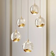 Lampada a sospensione in vetro Hayley Lucande, Chiaro / Trasparente, Soggiorno / Sala da pranzo, Vetro, Moderno, Lampada a sospensione