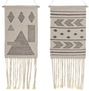 Decorazione pensile DKD Home Decor Etnico Nero Crema Geometrico Boho 46 x 1 x 64 cm (2 Unità)