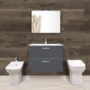 Composizione Bagno Completa Mobile Mia Sospeso 80 Cm Sanitari Filomuro S20 E Rubinetteria Win Vitra Antracite