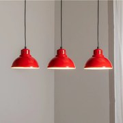 Luminex Lampada a sospensione Sven, a 3 luci, rossa, acciaio, E27