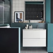 Mobile da bagno sotto lavabo SENSEA Neo Frame bianco laccato lucido L 90 x H 64 x P 35 cm 2 cassetti, lavabo non incluso