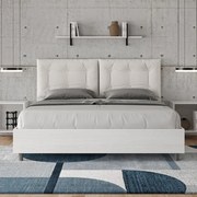 Letto contenitore 160x190 cuscinatura similpelle bianco Egos Annalisa