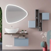 Mobile Bagno "New Karma" Sospeso con Top Rovere Fossile da 100 cm e Cassetto Blu Pastello Opaco da 60 cm