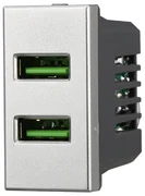 ETTROIT Modulo Presa Caricatore USB 5V 2,1A 2 Porte USB-A Colore GRIGIO  Compatibile Con Bticino Living International