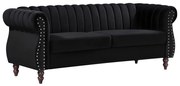 Divano chesterfield 3 posti in Velluto Nero - TRUMBO